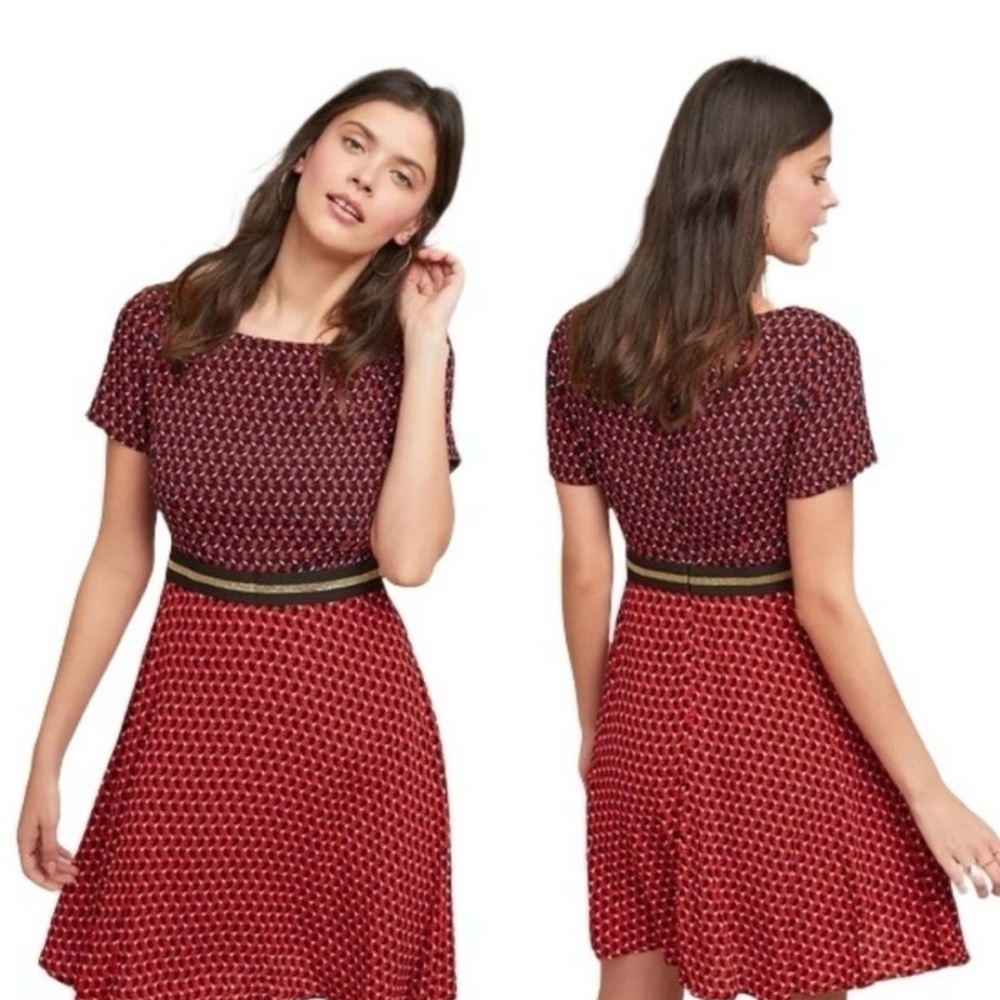 Maeve by Anthropologie Dress Womens 0 Red Rabbit Fit & Flare Short Mini NWOT